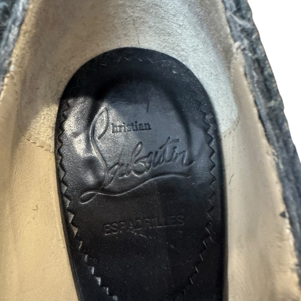 Christian Louboutin Jute Praia Wedge Espadrilles Black Size 35 - Picture 7 of 9
